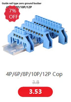 Bridge type guide rail type zero line busbar green flame-retardant terminal block 6 * 9 distribution box zero ground busbar conn