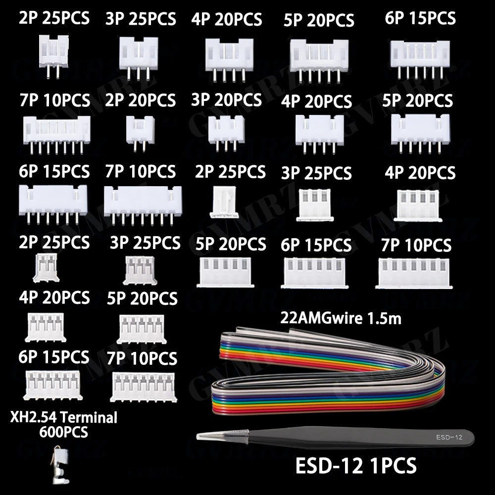 PH2.0mm XH2.54mm 2P 3P 4P 5P 6P 7P 2.54mm 2.0mm Pitch Shell Base Straight Pin Bent Pin Terminal JST Mixed Set Box