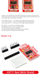 HX711 AD Module Body Load Cell Weighing Sensor Pressure Sensor+4Pcs 50kg Human Scale Load Cell Weight Sensors+Measurement Tools