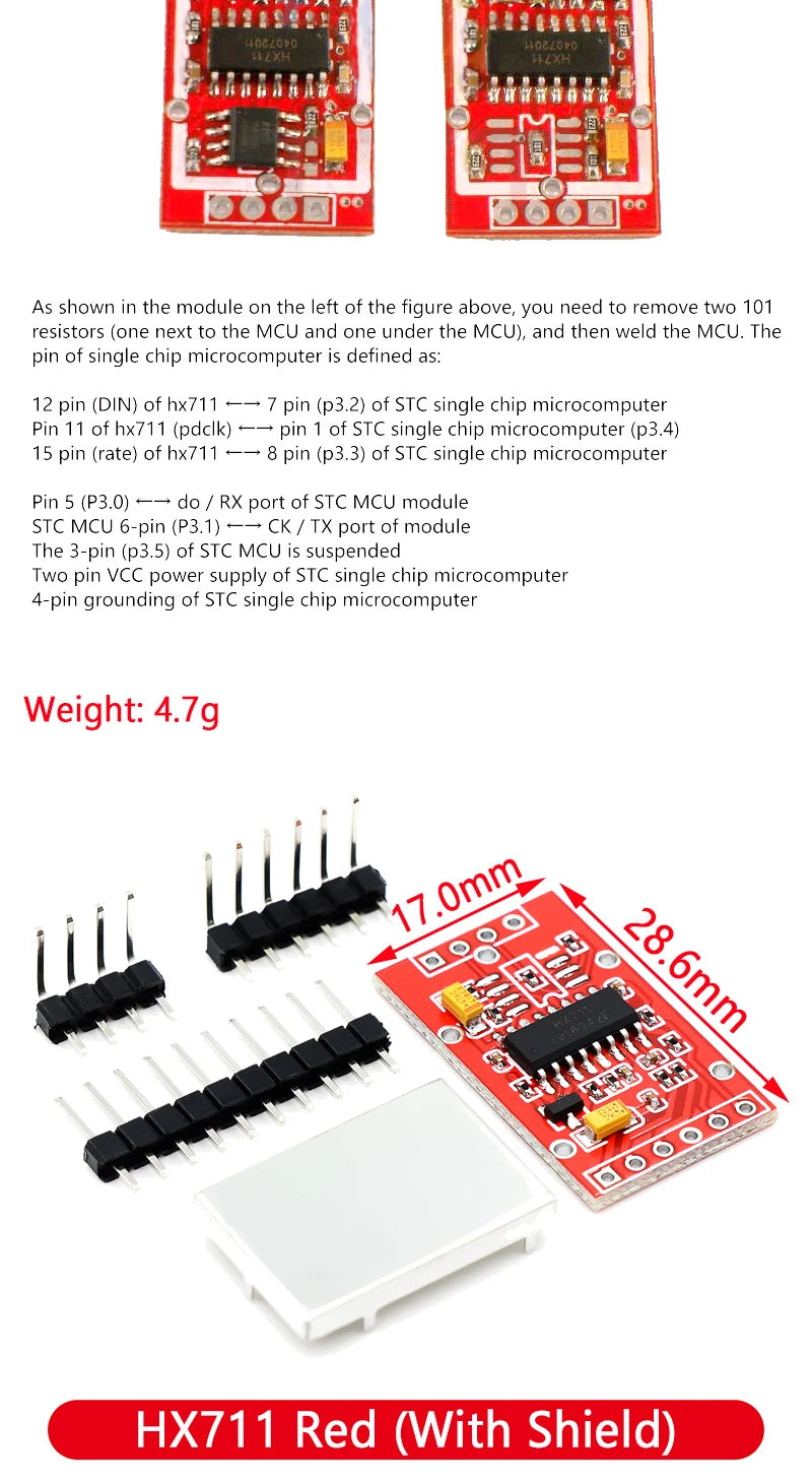 HX711 AD Module Body Load Cell Weighing Sensor Pressure Sensor+4Pcs 50kg Human Scale Load Cell Weight Sensors+Measurement Tools