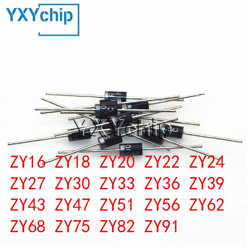 50PCS 2W Zener Diode ZY16 ZY18 ZY20 ZY22 ZY24 ZY27 ZY30 ZY33 ZY36 ZY39 ZY43 ZY47 ZY51 ZY56 ZY62 ZY68 ZY75 ZY82 ZY91 DO-204AM