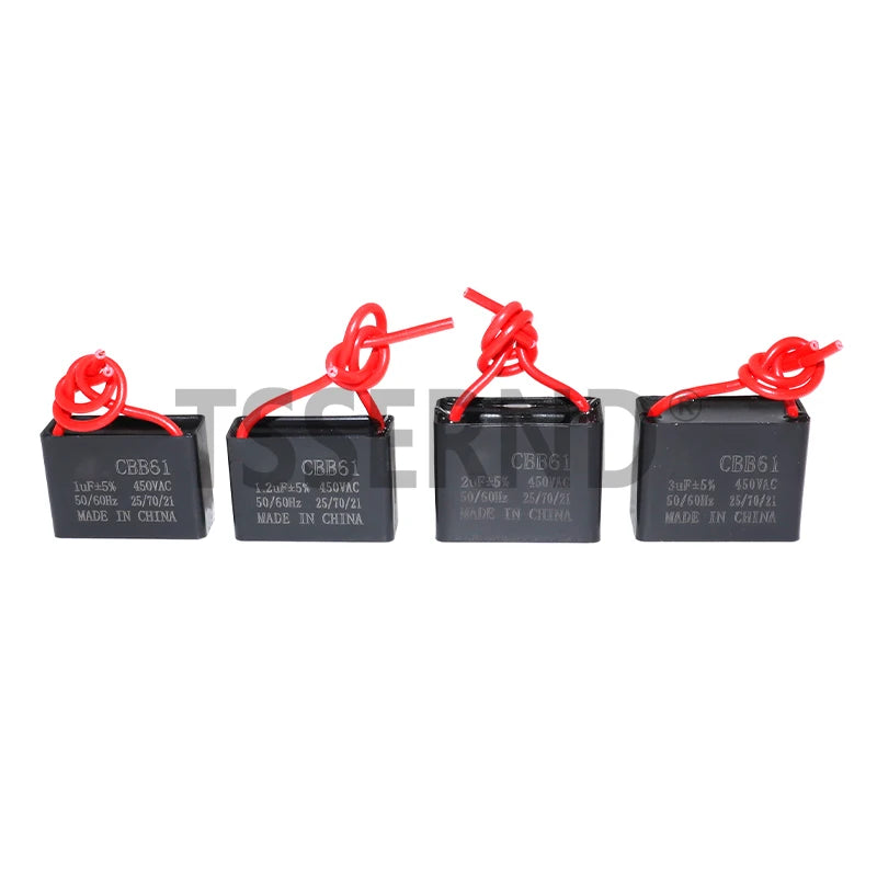 CBB61 Capacitor 450vac Fan Starting Capacitor 450V Fan Capacitors 1UF 1.2UF 1.5UF 2UF 2.5UF 3UF 4UF 5UF 6UF 10UF