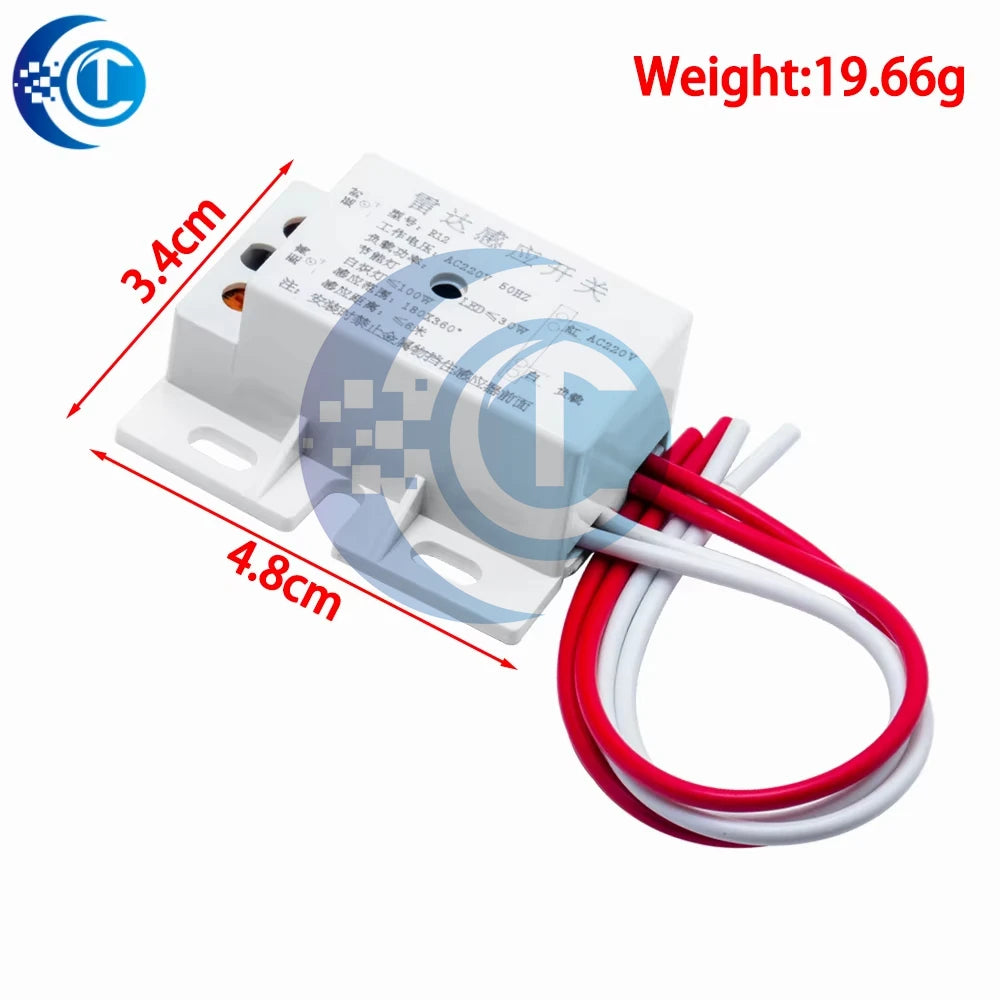 New 220V AC 50Hz Auto Infrared Sensor Switch PIR Microwave Radar Body Motion Sensor Module Adjustable For Time Distance Range