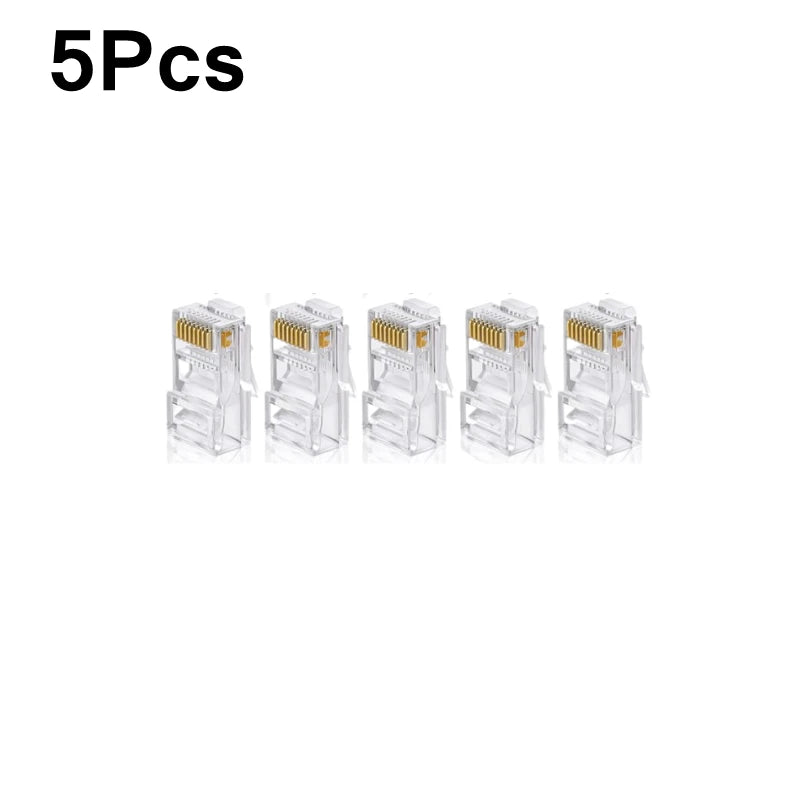 PC Hardware Cable Adapter CAT5e RJ45 Pass Through Modular Plug Network Connector RJ-45 UTP 30μ 1.2mm Hole End for Ethernet Cable