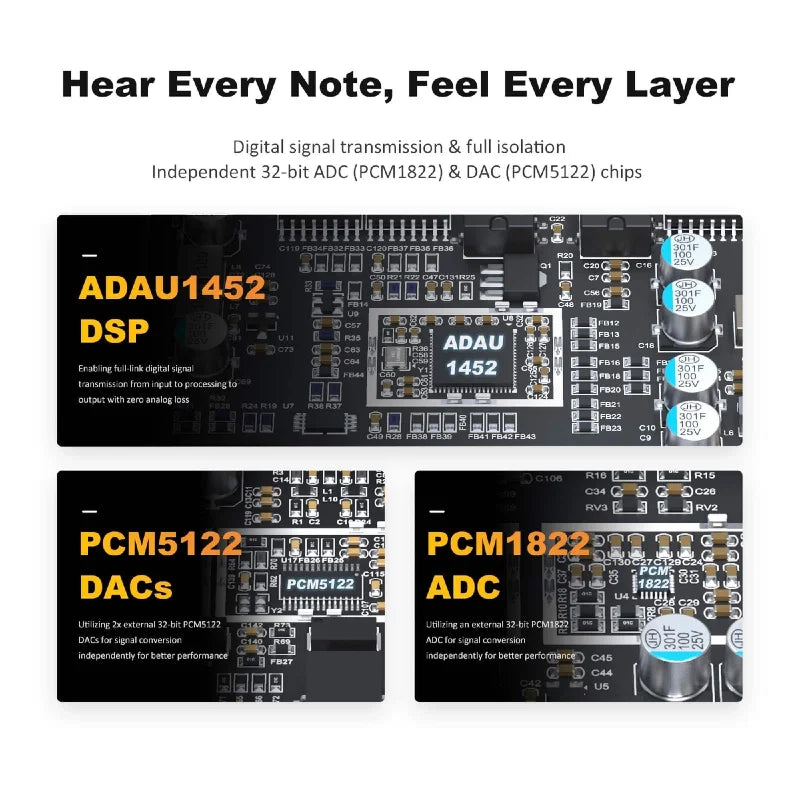 2IN 4OUT ADAU1452 Digital DSP Audio Processor BDSP2.4U MAX 2-Way Crossover Audio Tuning Board with Hardware Control Knobs
