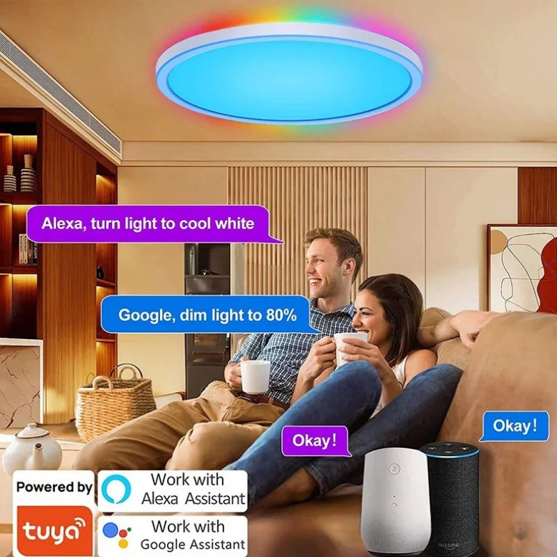 38cm RGB Smart LED Ceiling Light Dimmable Tuya APP Remote Alexa Google Voice Control Living Room Bedroom Home Decor Ceiling Lamp