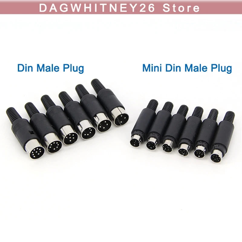 Soldering Cables Mini or DIN 3/4/5/6/7/8 Pin Male Connector S-Video Terminal Circular Plug Plastic Handle Adapter u