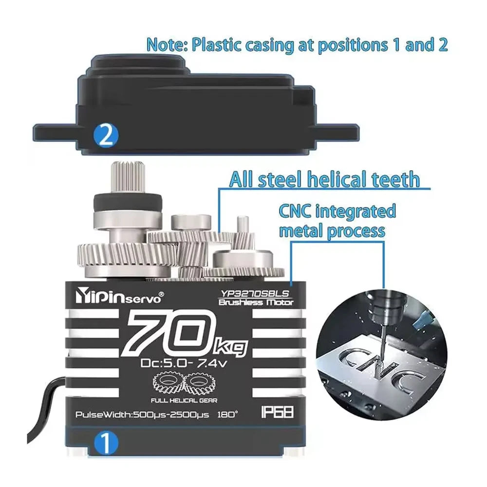 70KG 60KG 55KG Brushless Servos Magnetic Induct 8.4V Steel Helical Gear Servos Motor 25T Metal Servo Arm For 1/8 1/10 RC Car