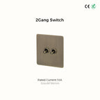 Avoir Bronze Brushed Toggle Switch 1-4 Gang 2 Way Metal Lever Wall Light Switches Standard Plug Adapter Electric Socket With Usb