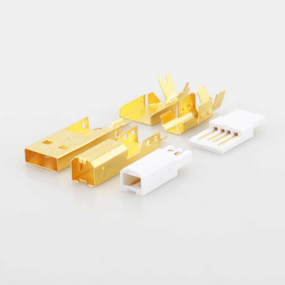 Hi-End Gold Plated USB A To B Connector Type A-B Plug DIY HiFi USB Cable Replacement Audio Grade USB Wire Repair Spare Parts