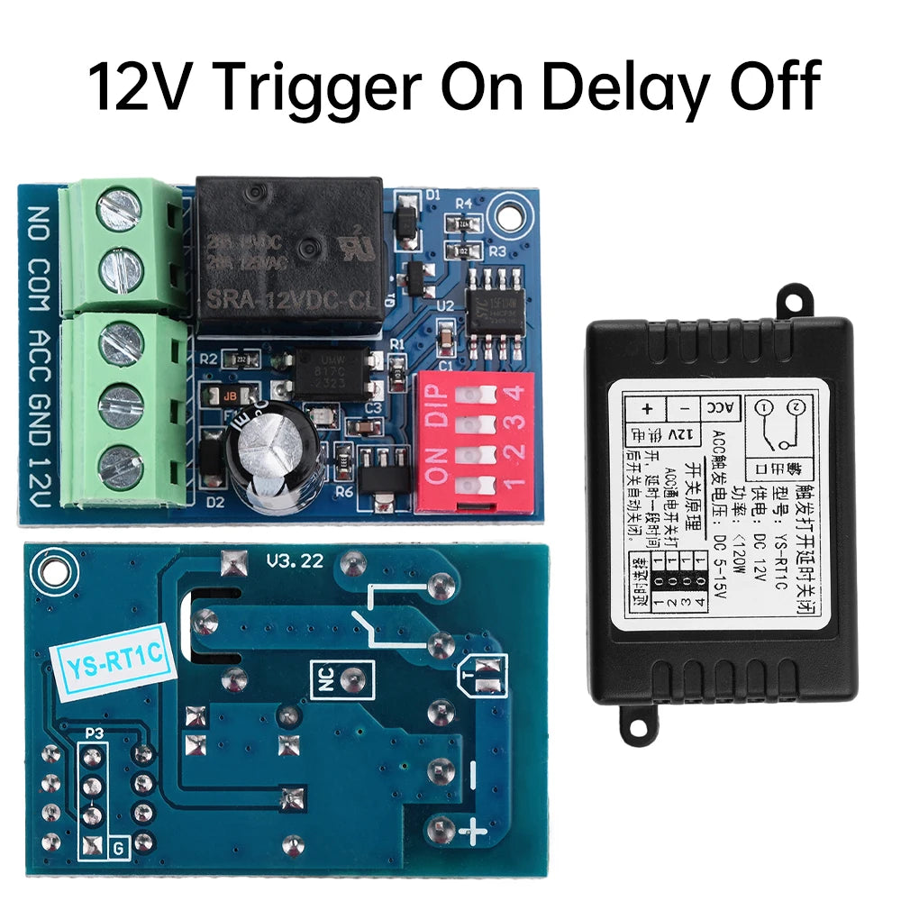12V Delay Relay Delay Turn On /  Turn Off Switch Module With Timer Car Modification Single Chip Control Time Period Optional