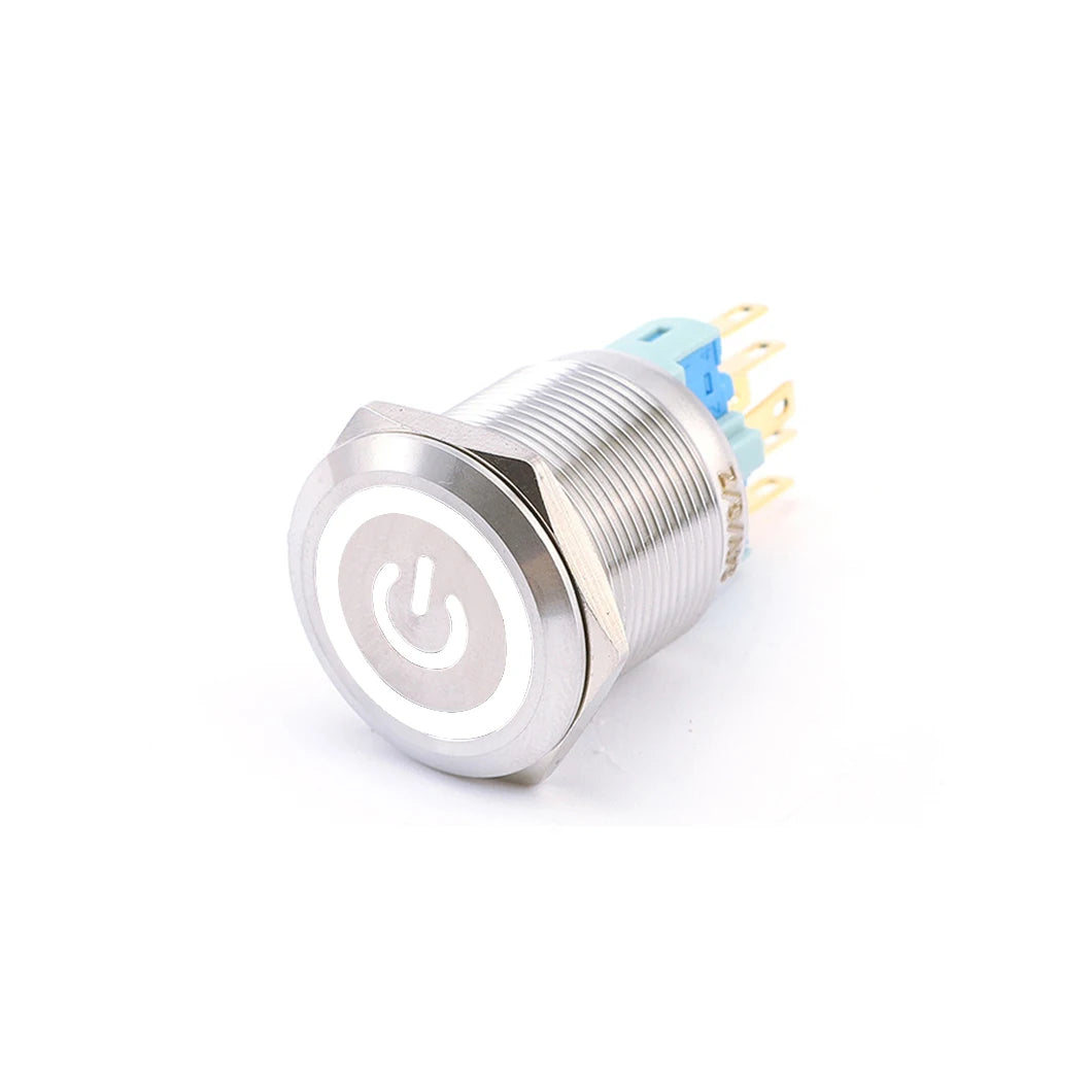 ABILKEEN 22/25MM 1NO1NC/2NO2NC Metal Push Button Switch IP65 Waterproof Momentary/Latching Push Button with LED Ring Light