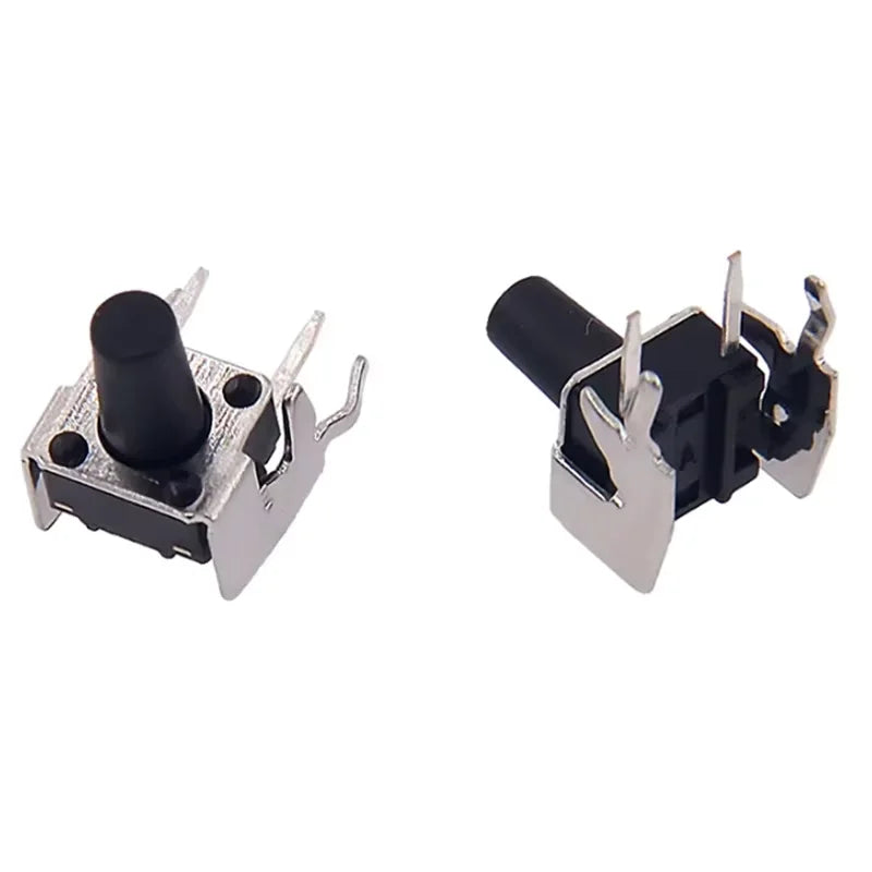 20Pcs 6x6 PCB Momentary Tactile Tact Push Button 4-Pin Self-reset Switch Right Angle With stent 6*6*4.3/4.5/5/6/7/7.5/8/9/10mm