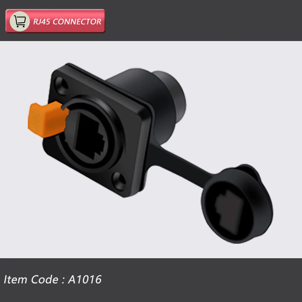 10pcs/5sets 8p8c RJ45 Waterproof Connector,Orange&Black, Panel Mount+Wire Connector, RJ45 Ethernet/Network Connector, IP65 Level