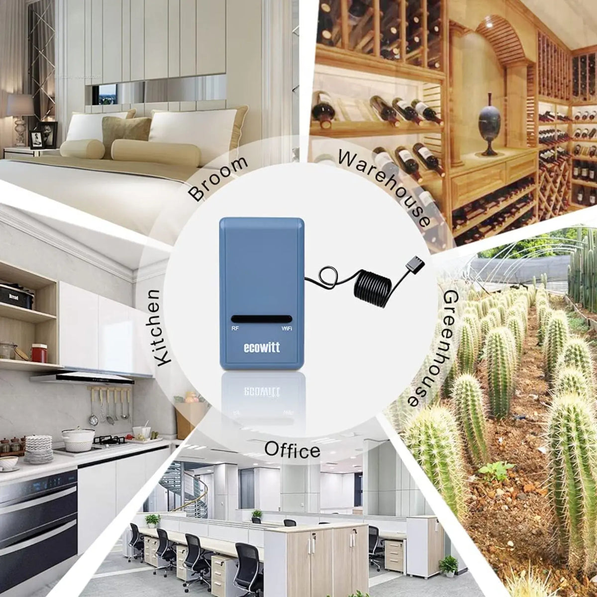 Ecowitt GW1100 WiFi Gateway - Thermometer Hygrometer Barometric Pressure, Indoor Temperature Humidity Meter, for Home Office