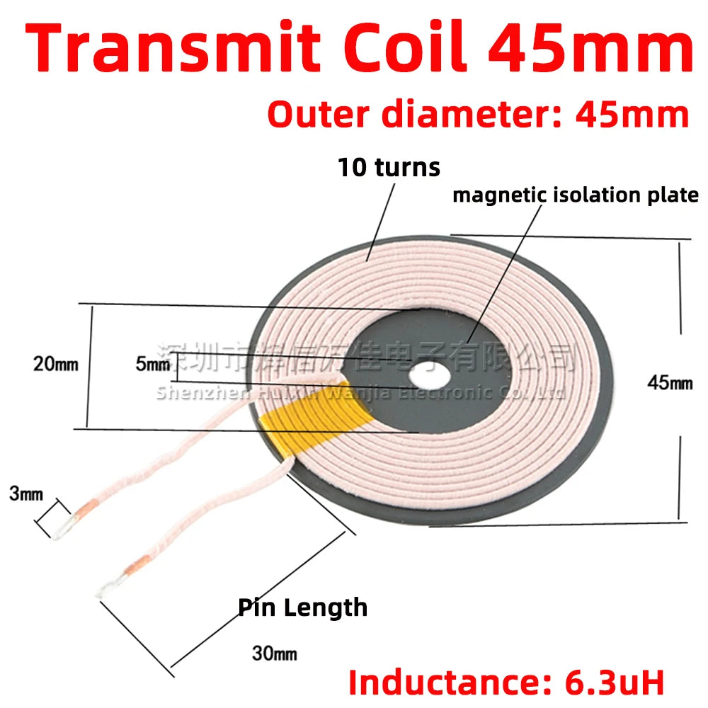 5pcs Wireless Charger Transmitter Receiver Coil Qi Standard Wireless Charging Transmitting Receiving DIY PCB Transmit Coil
