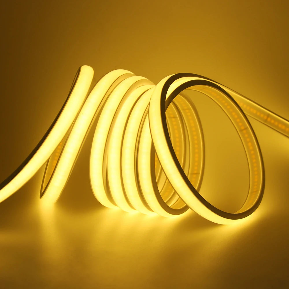 12V 24V COB LED Neon Strip Light Waterproof Ribbon Tape 2Pin Wire Warm Natural White 320LEDs/M Flexible Home Decor 0.5m 1m 2m 5m