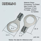 100pcs RNB Brass Ring Bare Terminal Block Connector Cable Lugs Wire Crimping Tips Electrical Connection Strips 12V 2.5mm 4mm 6mm