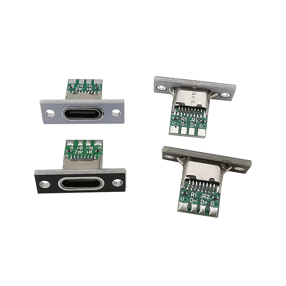 1/2/3/5/6/10Pcs Type-C USB Jack Socket With Fixing Plate 2Pin 4Pin 6Pin Type C Female Welding Connector Charging Port