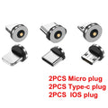 5PCS Magnetic Plug Connector Universal Round Magnetic Cable Type C Micro USB Magnet Replacement Parts for Mobile Phones