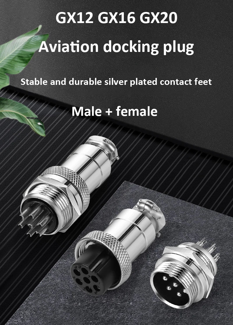 GX12/GX16/GX20 2/3/4/5/6/7 Pin Male&Female Docking Aviator Aviation Plug Socket Circular Connector