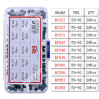 TO-92 TO-92L TO-126 TO-220 Series Mosfet Triode Thyristor PNP NPN Transistor Assortment Kit Box