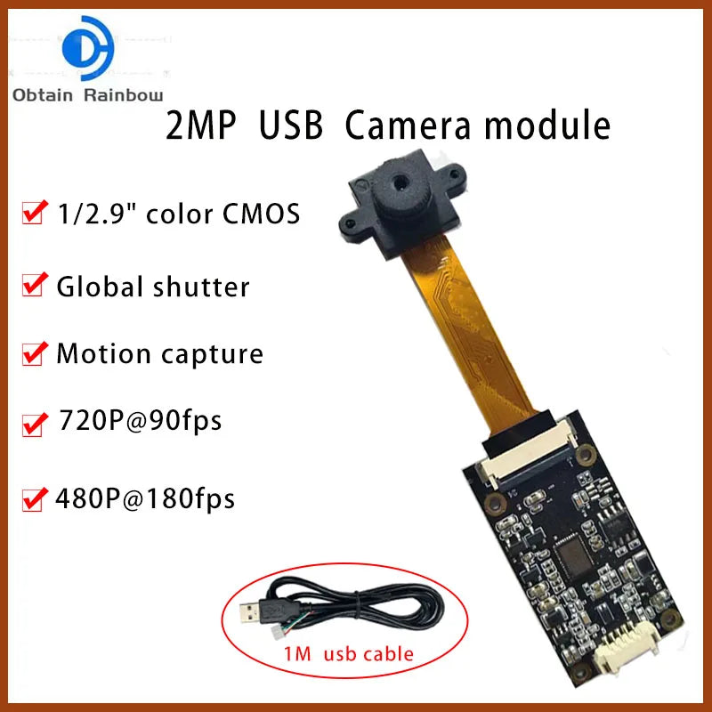 90/180FPS Global Shutter Camera Module  2MP, OG02B10  USB Webcam,High Frame Rate Action Capture Windows Raspberry Pi