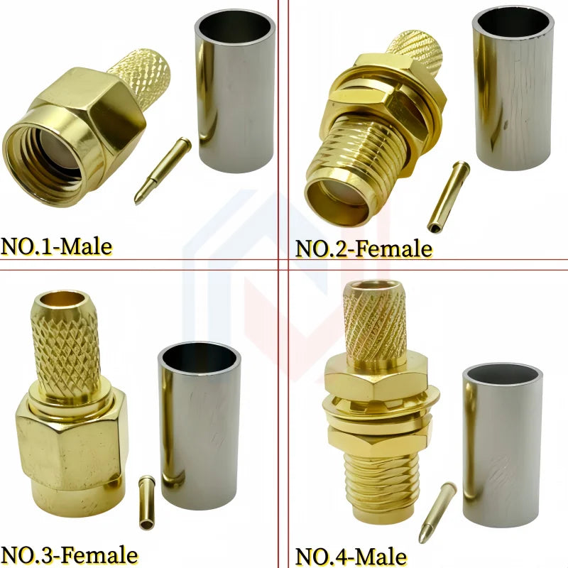 10pcs/lot SMA Male Plug SMA Female RP SMA Male Female Connector Crimp for RG58 LMR195 RG142 RG400