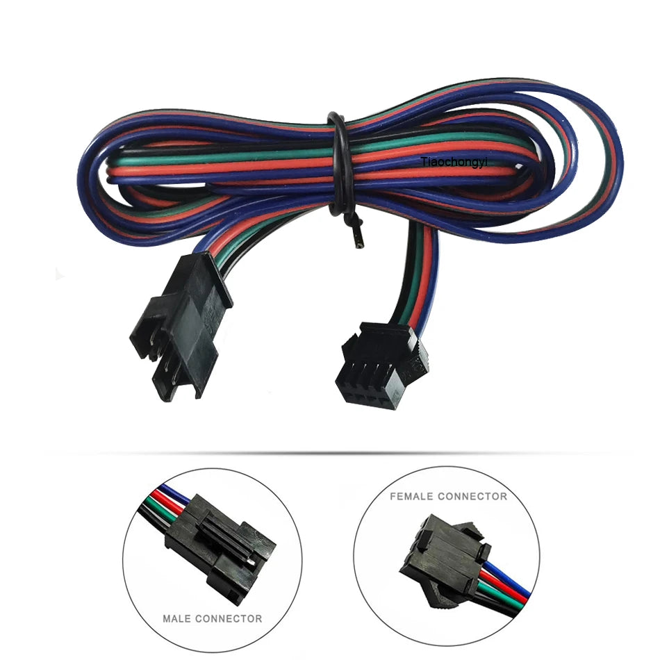 JST 4Pin RGB Extension Cable 22AWG SM Plug Male to Female Wire Connector Cable 0.5m 1m 2m 3m 5m
