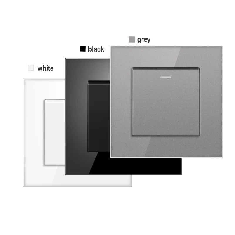 JHJCH - 1 Gang 1/2 Way Stair Switch, Tempered Glass Panel, Rocker Light Switch, On / Off Switch, Toggle Wall Switch