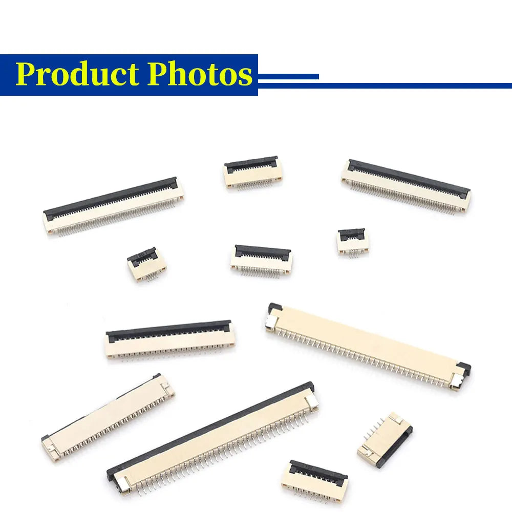 10pcs 4P 5P 6P 8P 10P 12P 14P 16P 20P 22P 24P 30P 34P 0.5mm/1mm Pitch Under Clamshell Socket FPC FFC Flat Cable Connector