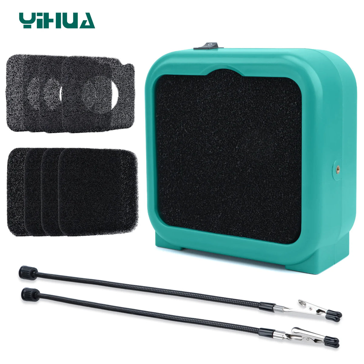 YIHUA 948DQ-V Mini Soldering Fume Extractor Smoke Absorber with 2 Helping Hand Strong Suction Solder Fume Filter Fan For Welding