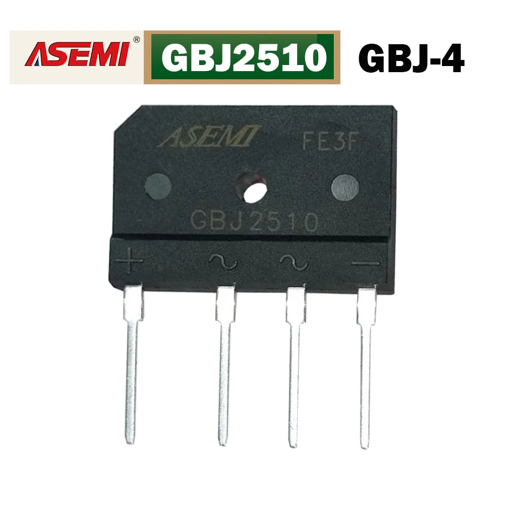 5PCS GBJ2510 25A 1000V Bridge Rectifier ASEMI
