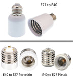 E27 To E40, E40 TO E27 Porcelain High Temperature Resistant Plastic Lampholder LED CFL Halogen Light Socket Bulb Base Adapter