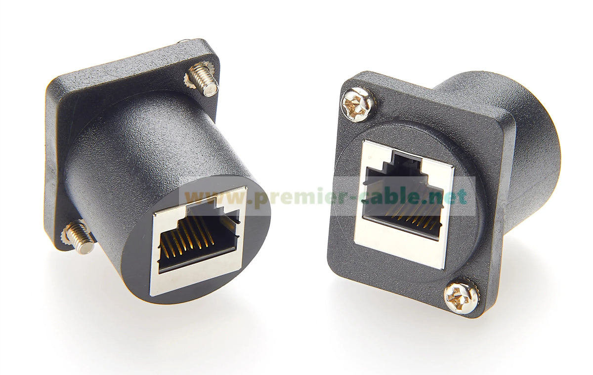 D-Type RJ45 Cat6 Ethernet Female to Female Coupler 1Gbps Flange Chassis Panel Mount Bulkhead Feedthrough LAN Network Extender