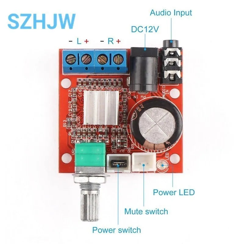 1-10PCS 12V Mini Hi-Fi PAM8610 Audio Stereo Amplifier Board 2X10W Dual Channel D Class