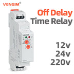 VENGIM Off Delay Time Relay 220V Or AC/DC12V-240V Timer Switch By Din Rail