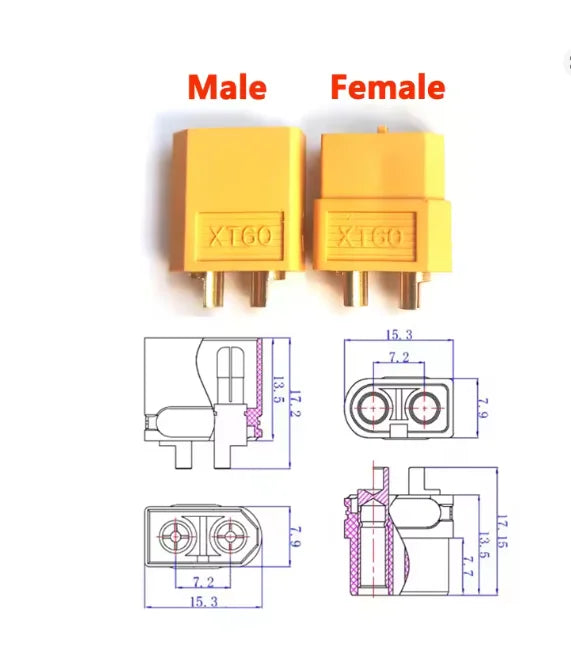14AWG XT60 Female Male Plug Battery Connector with Silicone Flexible Wire for RC Airplane Lipo Battery ESC FPV Drone Car Boat