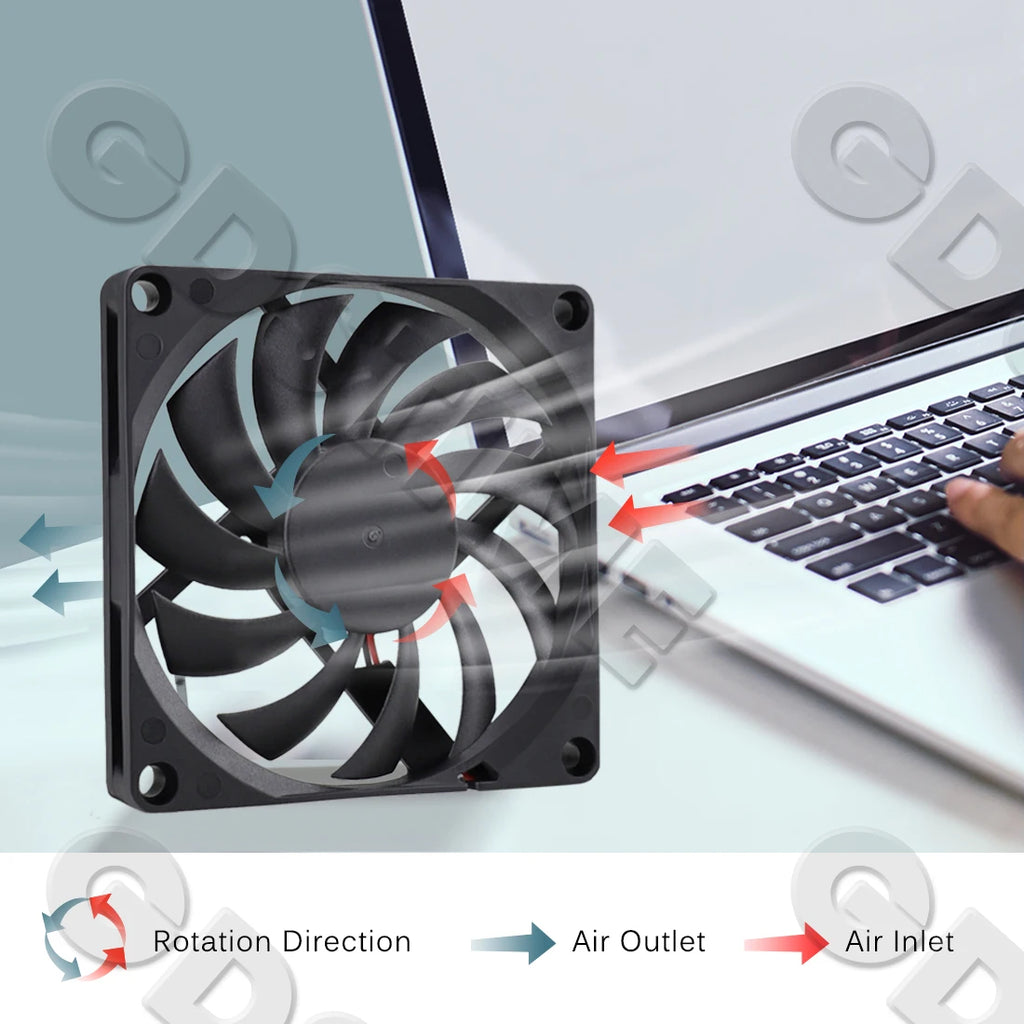 Gdstime 80mm Fan DC 5V 12V 24V 80x80x10MM Brushless Cooling Fan 8010 Double Ball Cooler 8CM Axial Fan for PC Case CPU Cooling