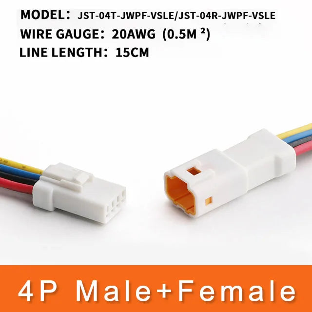 5/20/100 Sets Waterproof Automobile JST Connector 2P/3P/4P/6P/8P Plug Socket With 20awg/0.5m ² Cable Wire Harness 02t/02r/03t