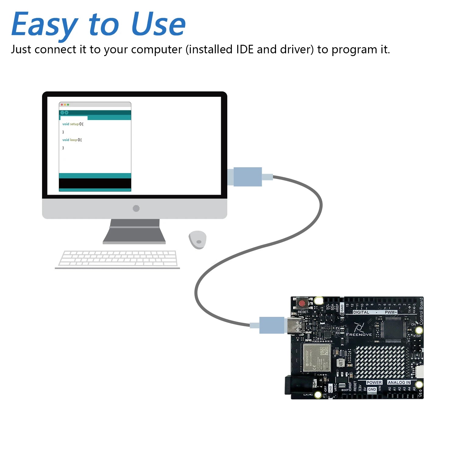 Freenove Control Board V5 for Arduino UNO R4 WiFi Mini, Arm Cortex-M4, Onboard ESP32-S3, LED matrix, USB-C, Tutorial Code