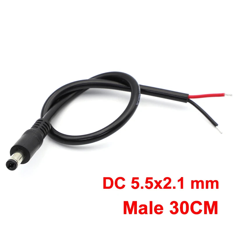 1/2/5Pcs 18AWG 5.5x2.1mm DC Male or Female Power Plug Cable Jack Adapter Connector 12V 10A Power Supply Cords DIY For CCTV LED