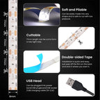 5V USB LED Strip Light 2835 Dimmable Touch Switch 60Led Backlight TV Flexible Tape Under Cabinet Light Night Lamp Warm White Red