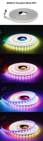 DC12V WS2815 5050 Smart RGB Pixels LED Strip DC5V WS2812B Individually Addressable IC 30/60/74/96/144/Leds/M WS2812 Tape Light