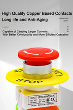LAY7-11ZS Mushroom Head Emergency Stop Self-locking Button Switch Control Aperture Emergency Stop BButton LAY37