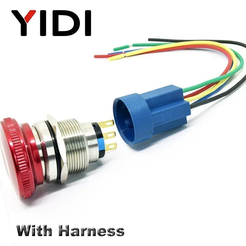 16mm 19mm 22mm Emergency Stop Switch Mushroom Round E-stop Metal Push Button Stop Switch 1NO1NC 2NO2NC Latching Switch On Off