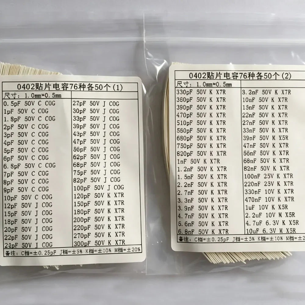 1900PCS 76kinds 0402 0603 0805 SMD Capacitor Kit Assorted Kit 76Values 1PF ~ 1UF New Sample component kit