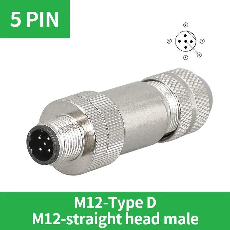 5/10/20 Pcs M12 4/5/6/8/12/17 Pin Shielded Sensor Connector Male Female Metal Assembly Aviation Plug