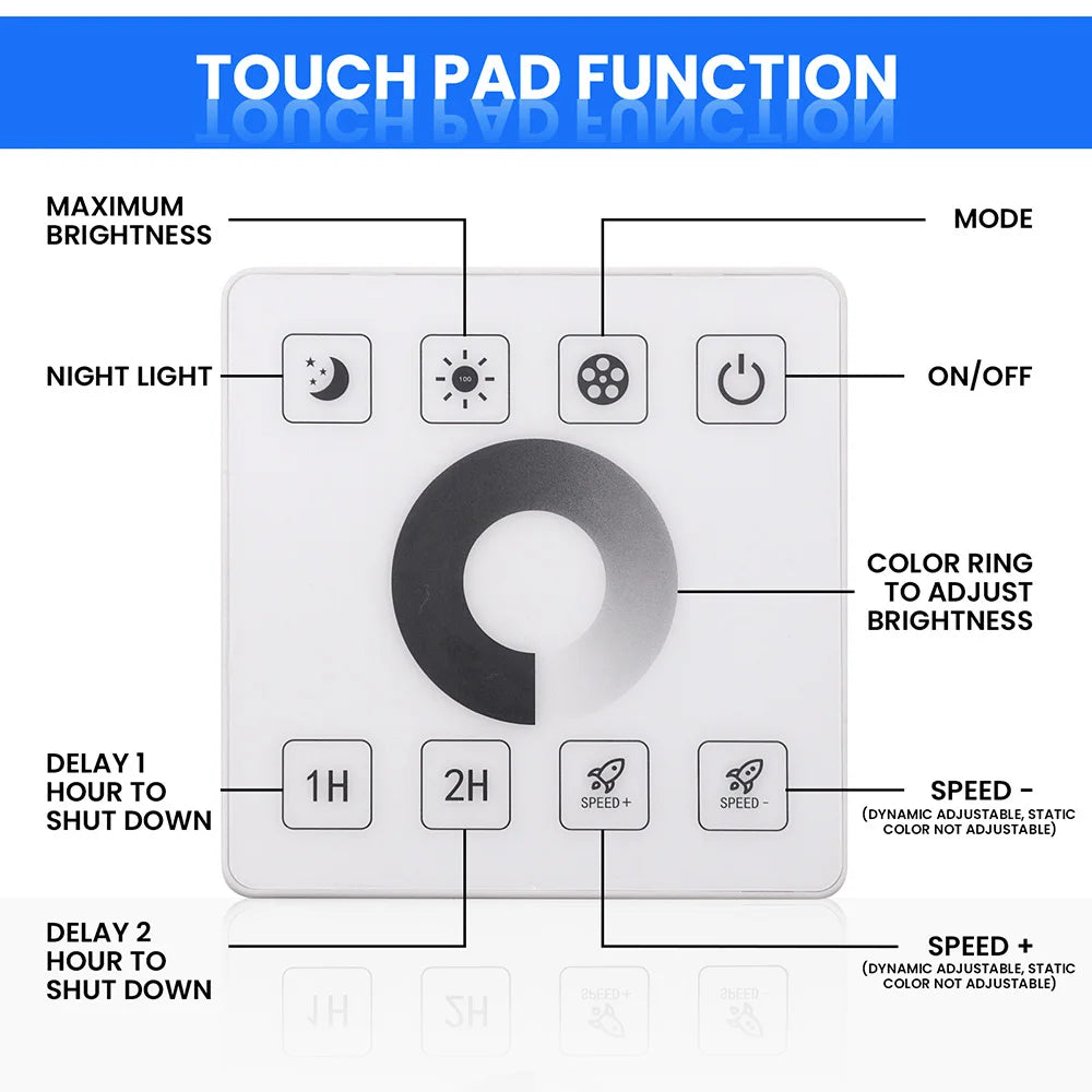 Wall Touch Wifi Bluetooth COB LED Neon Strip Light 220V Dimmable 23key Remote Control Power Kit AC 220V 288LED/m Waterproof Rope