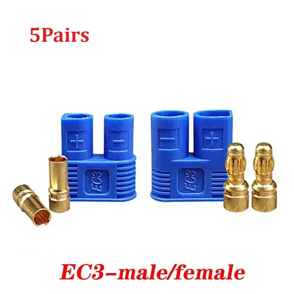 5 Pairs EC2/3 EC5 EC8 connector kit male and female Bullet Gold Plated Banana Plug Be used for RC Model Airplane Connector parts